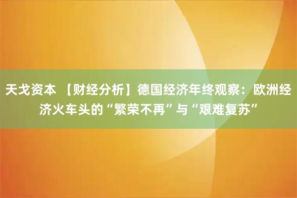 天戈资本 【财经分析】德国经济年终观察:欧洲经济火车头的“繁荣不再”与“艰难复苏”